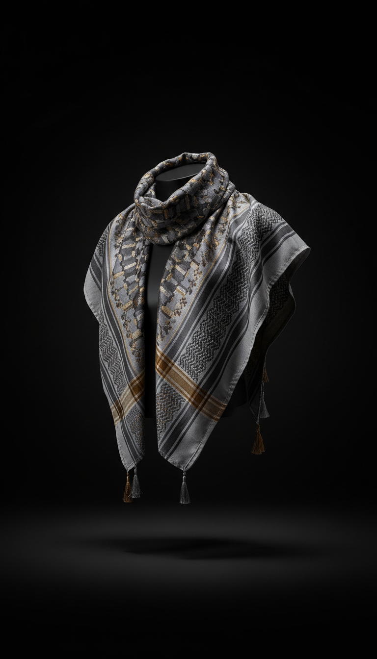 Luxury silk keffiyah scarf