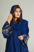 Navy Blue Embroidered Abayan set long