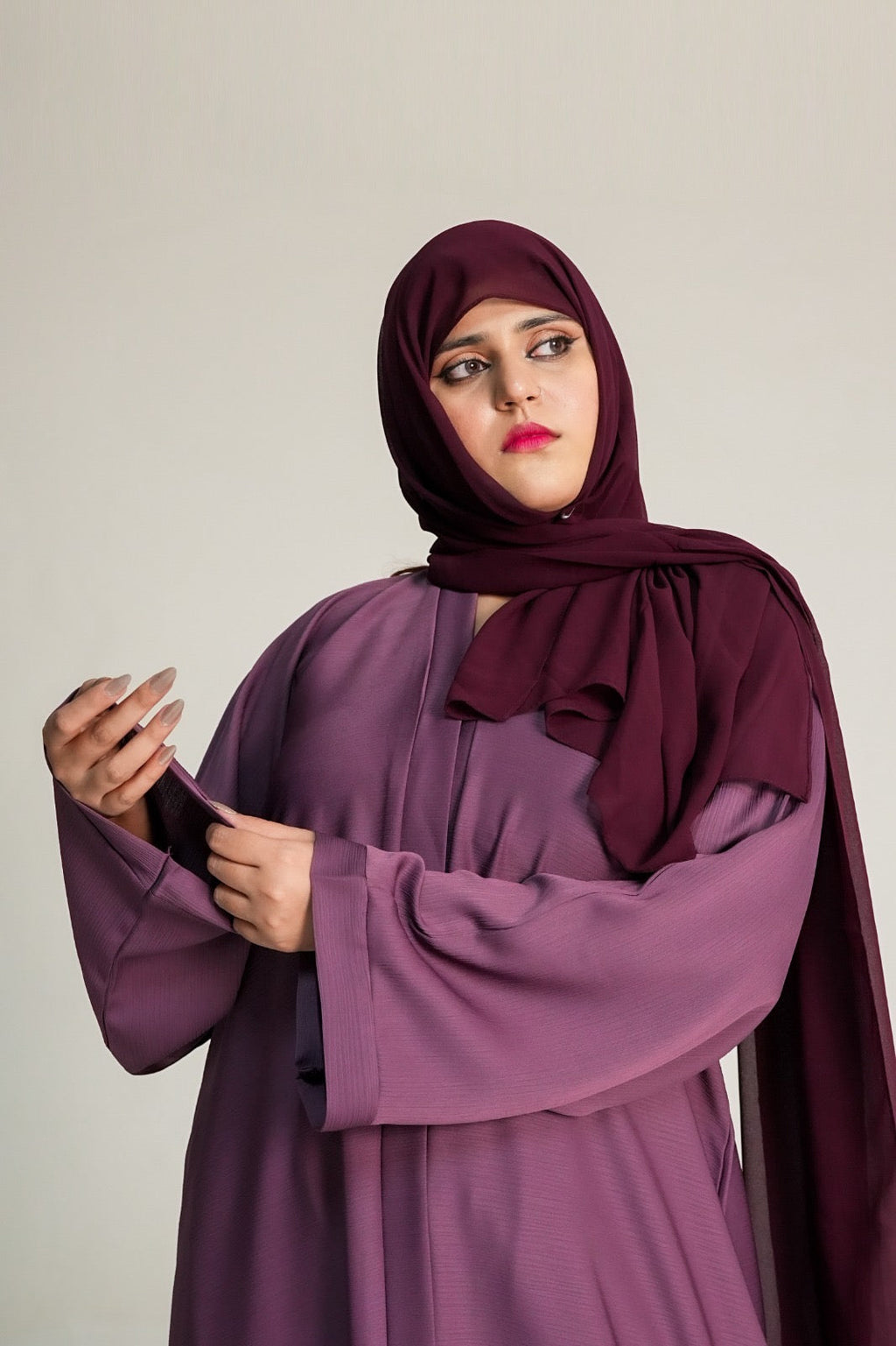 Mauve Open Abaya