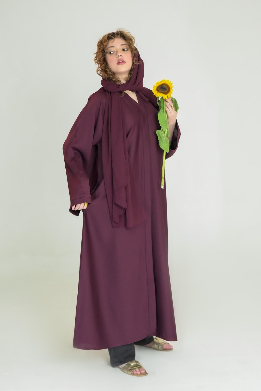 Zahara Hooded Abaya - Plum
