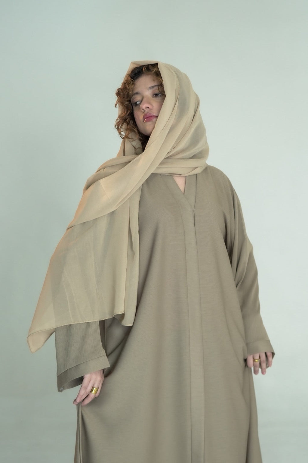 Taupe Open Abaya