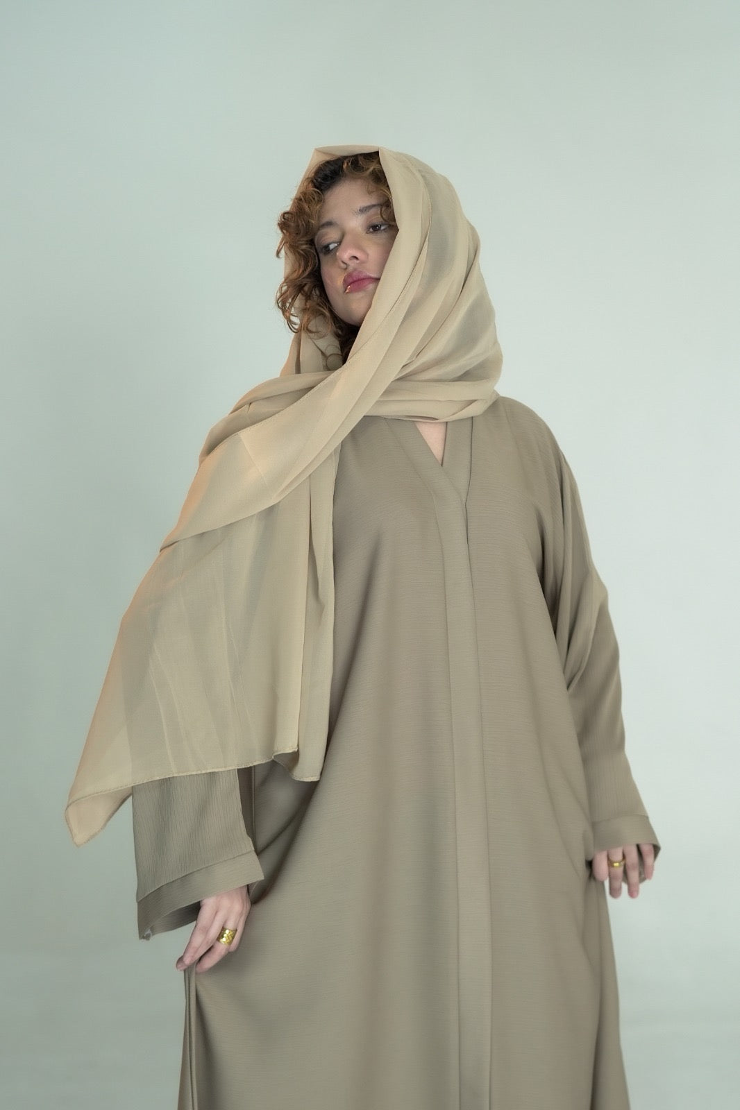 Taupe Open Abaya