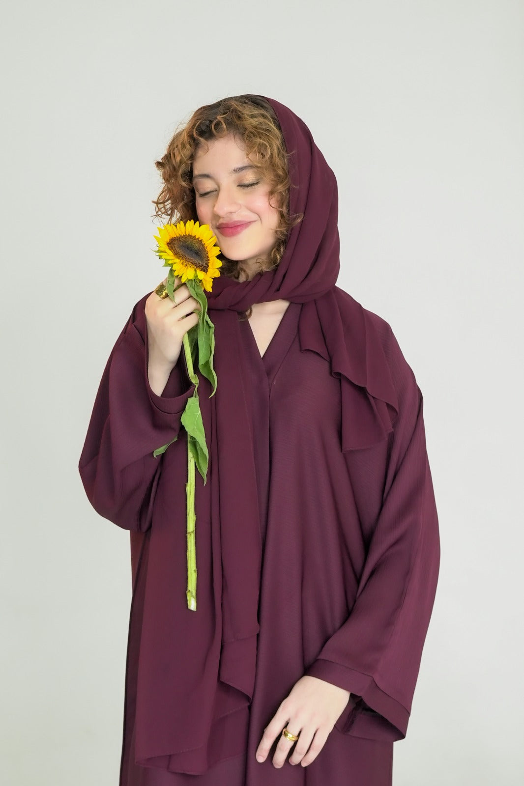 Zahara Hooded Abaya - Plum