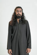 Model wearing IMAN APPAREL Saudi Black Jubbah