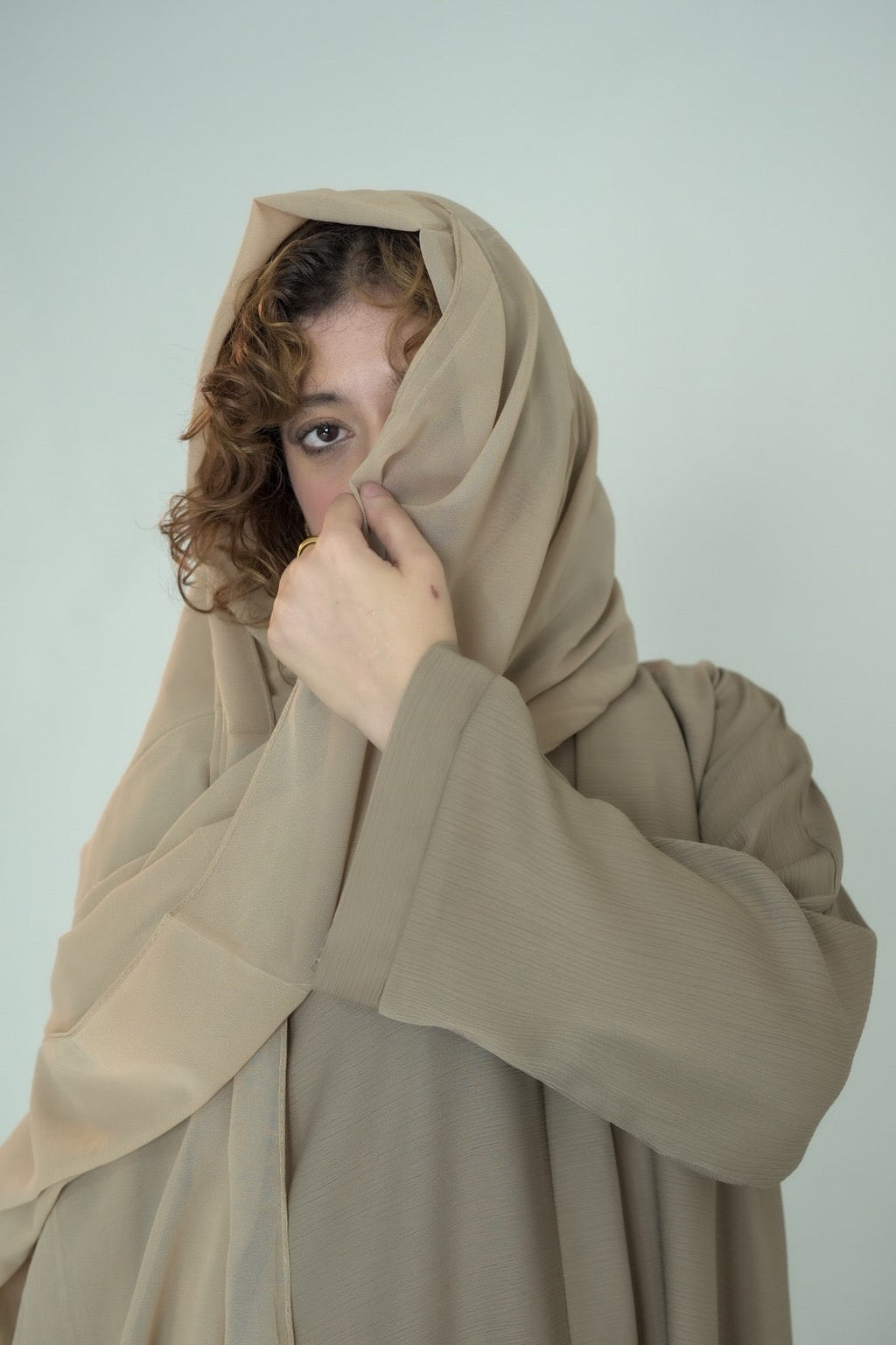 Taupe Draped Hijab Scarf