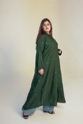 Emerald Botanical Embroidery Open Abaya