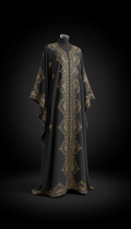 Embroidered abaya with gold metallic detailing